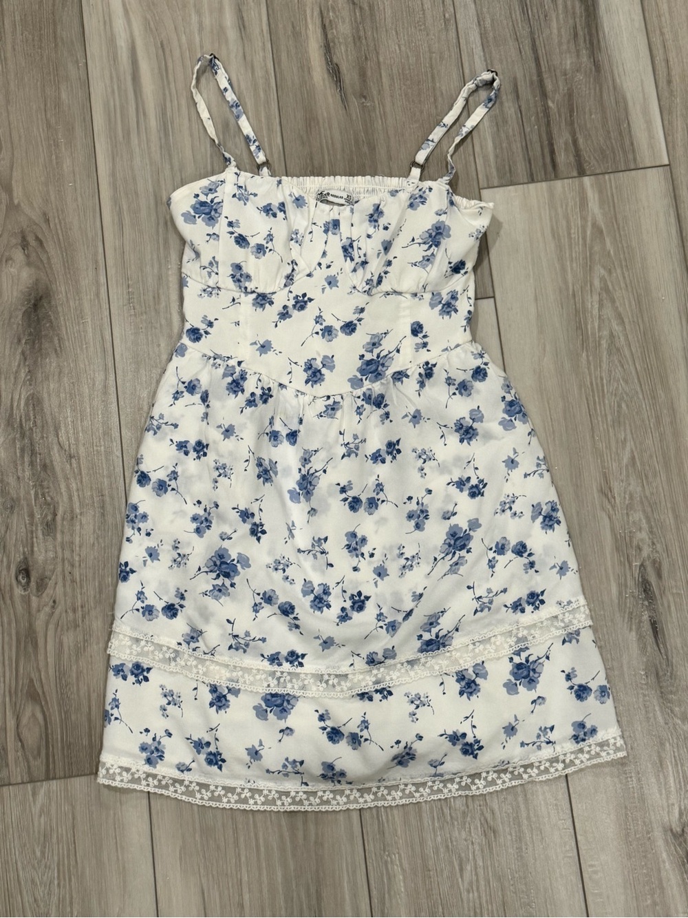 Hollister White Dress with Blue Floral Print